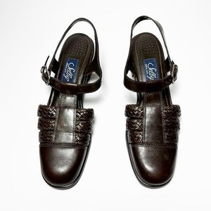 Selby vintage brown leather sling back sandals size 7